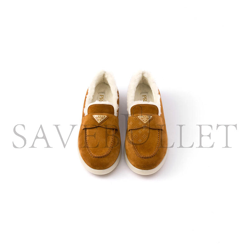 PRADA SUEDE AND WOOL LOAFERS 1D222N